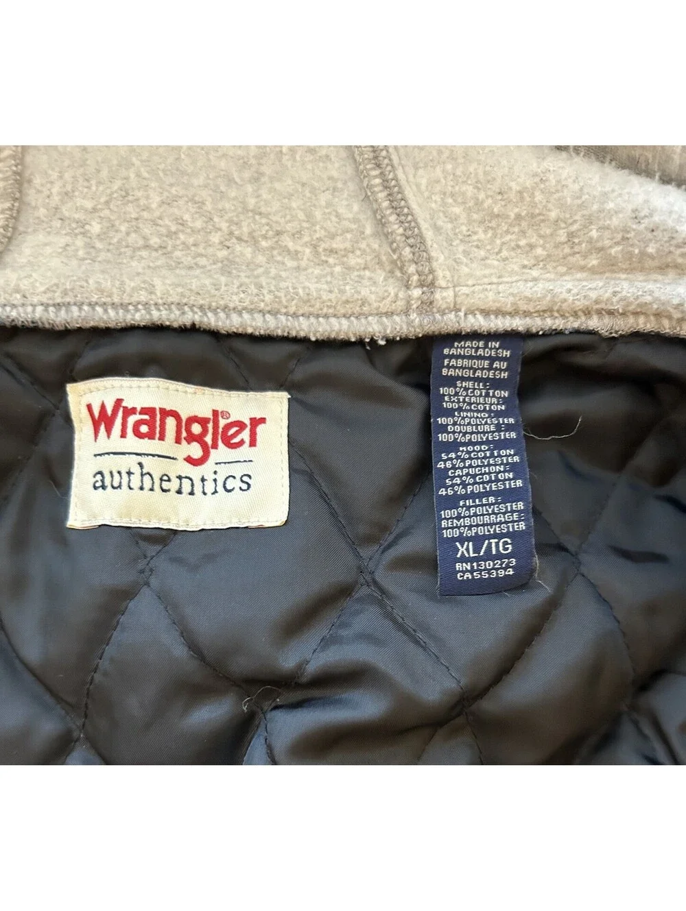 Wrangler Mens  Size XL Blue Plaid Long Sleeve Hooded Quilted Shackets Outdoorsy